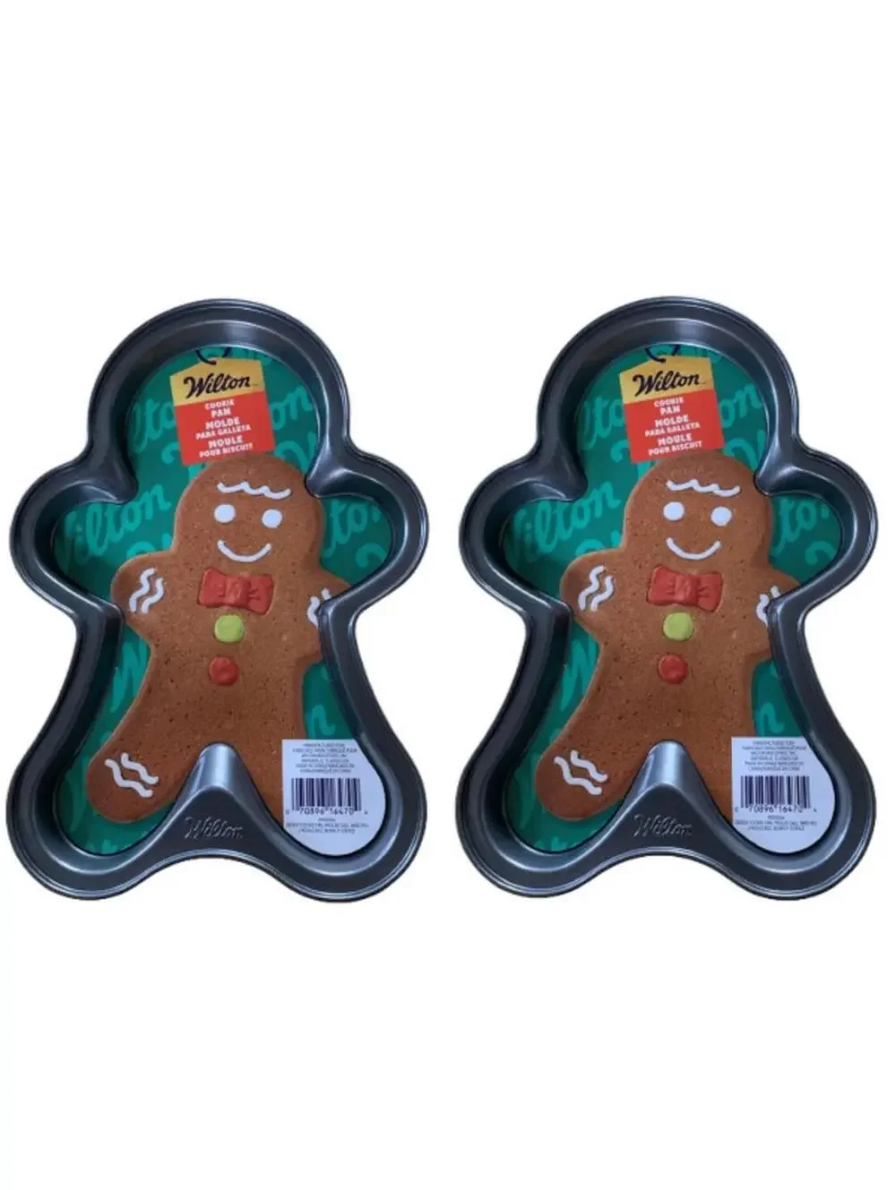 Wilton Gingerbread Boy Cookie Pan Bakeware Nonstick Lot of 2 Holiday Christmas